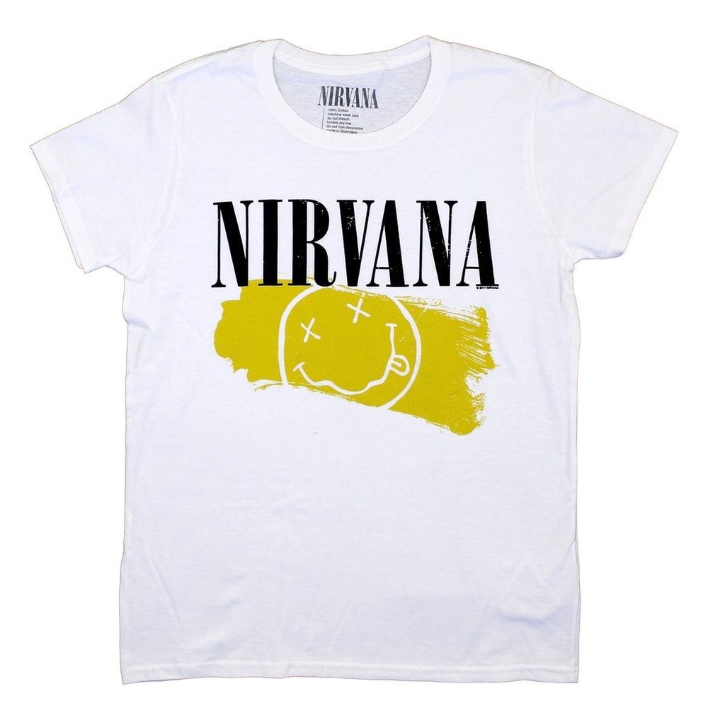 Nirvana | Smiley Graphic Logo Short Sleeve Lightweight Grunge Rock Music T-Shirt